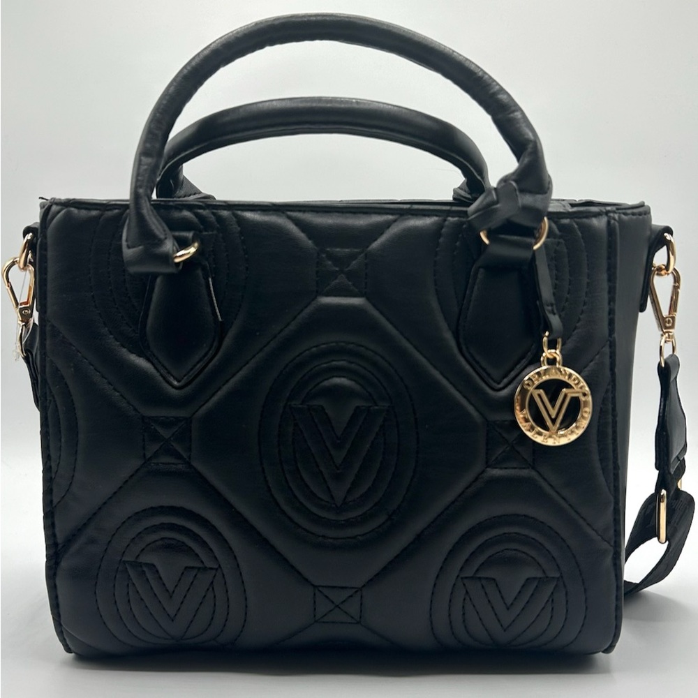New Valentino Orlandi Large Black Color Quilted Satchel